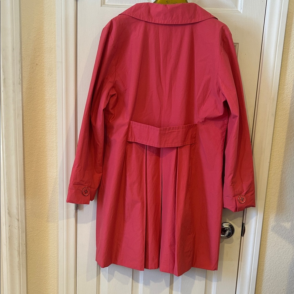London Fog The Tower Collection Pink Button Front Trench Coat Jacket Size L - Picture 3 of 5